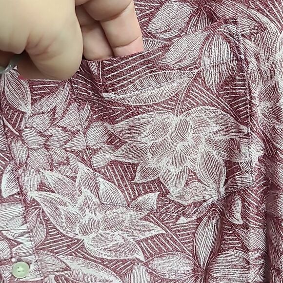 Haggar Men's XL Tropical Red Short Sleeve Camp Casual Button Down Shirt Hawaiian - Picture 4 of 12